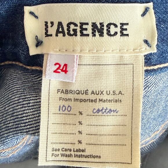 L'Agence Paris Adele Stove Pipe Jeans Size 24 High Rise Distressed Cropped NWT - Picture 9 of 12